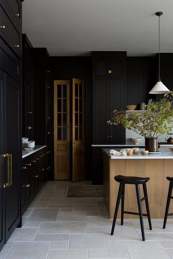 Kitchen Floor Tile Ideas With Dark Cabinets - small kitchen floor tile idea with dark cabinet