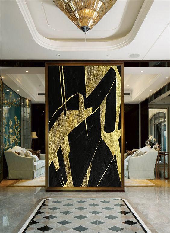 Large Modern Wall Art - Original Gold leaf and Acrylic Wall Canvas