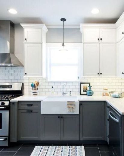Grey Two Tone Kitchen Cabinets - Stunning Two-Toned Kitchen Cabinet