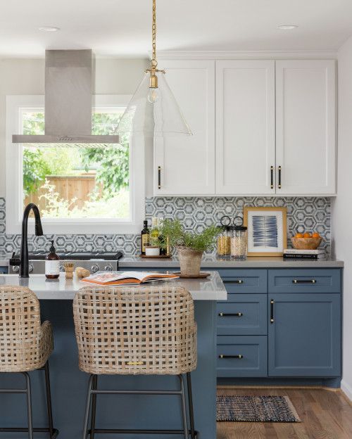 Two Tone Blue and White Kitchen Cabinets - Beautiful Blue and White Kitchen Cabinets