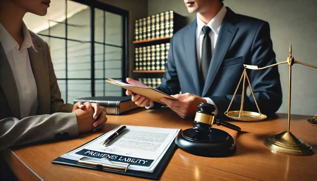 Client meeting with a lawyer to discuss a premises liability case