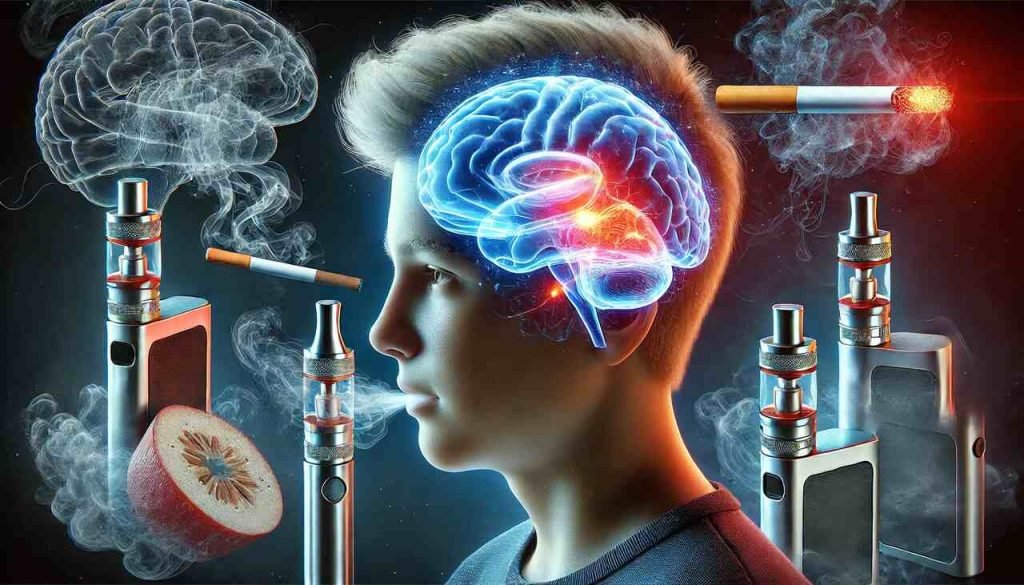 Teen brain showing effects of nicotine addiction