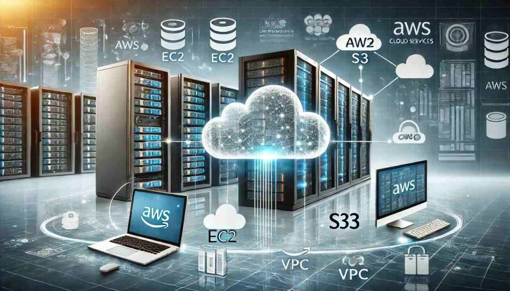 Hybrid cloud setup connecting local servers with AWS services like EC2 and S3