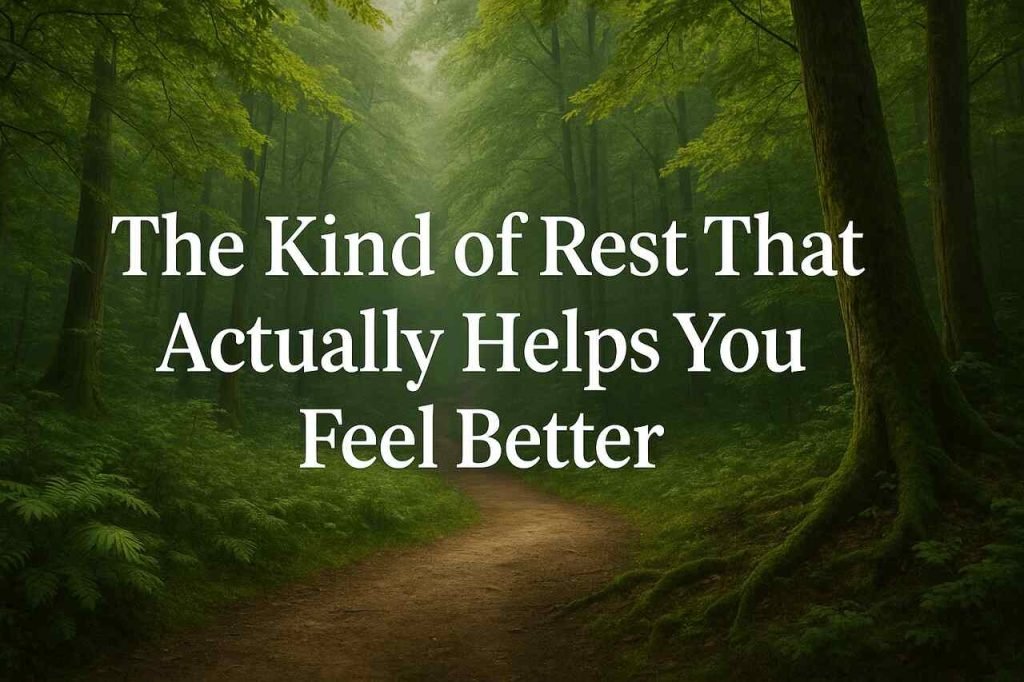 Peaceful forest trail symbolizing restorative rest.