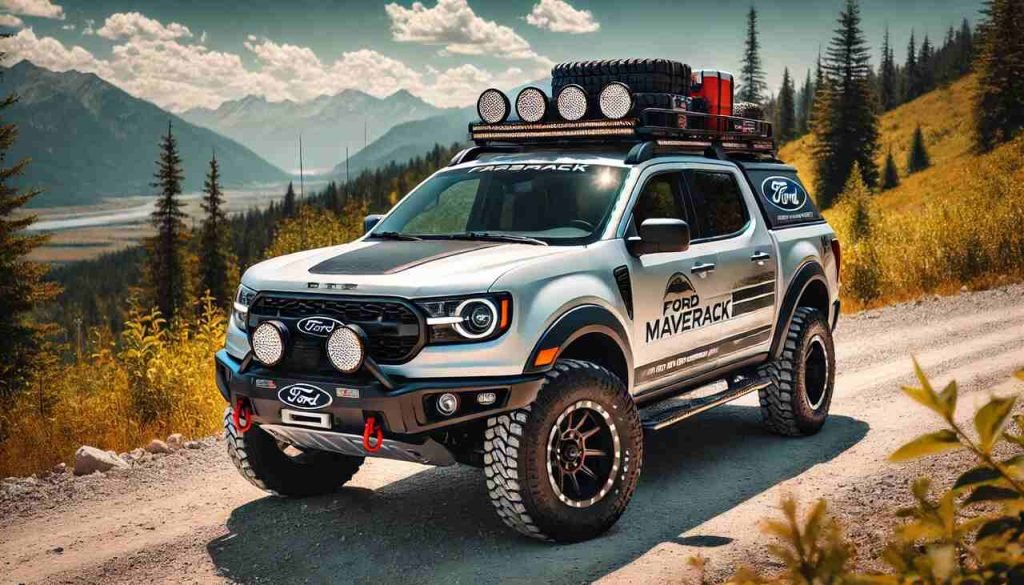 The Ultimate Ford Maverick Accessories List for Customization Lovers Customized Ford Maverick truck with off-road gear in mountain setting
