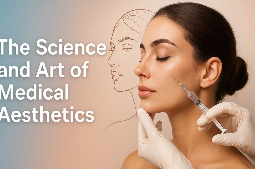 Woman receiving facial cosmetic injection from medical professional.