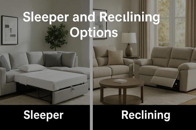 Sleeper sectional vs reclining sectional in split-view comparison.