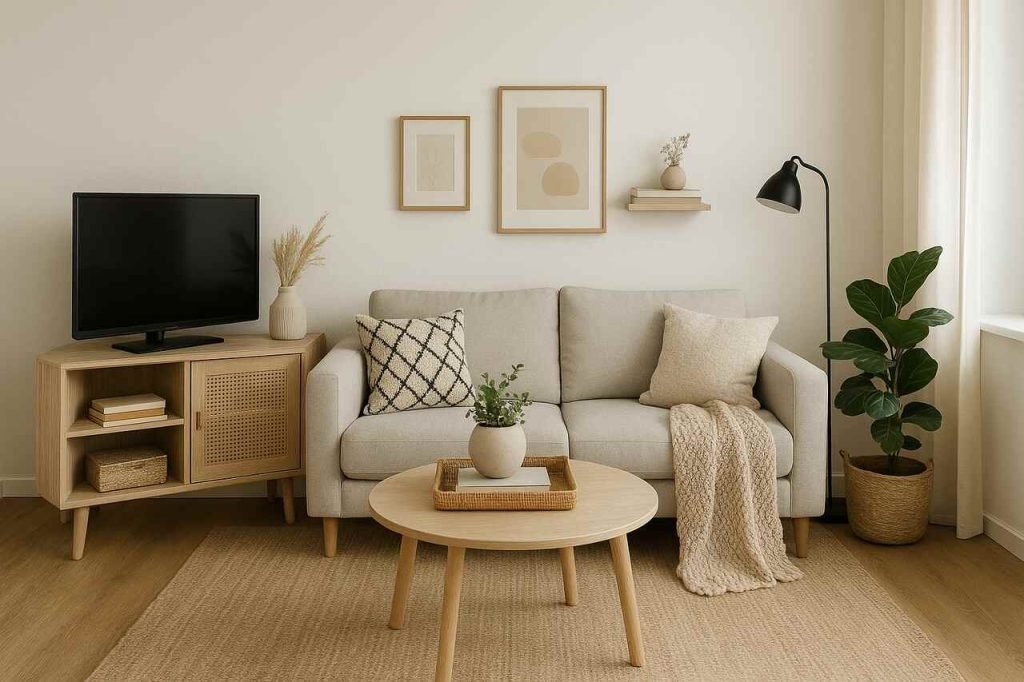 Modern small living room with smart layout and cozy decor