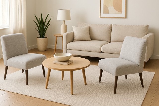 Modern armless chairs in a stylish living room setting