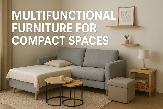 Multifunctional furniture in a compact modern living room