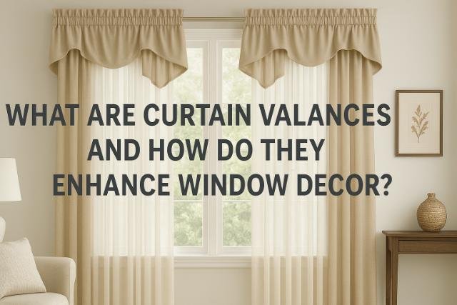 Elegant curtain valances above drapes enhancing window décor.