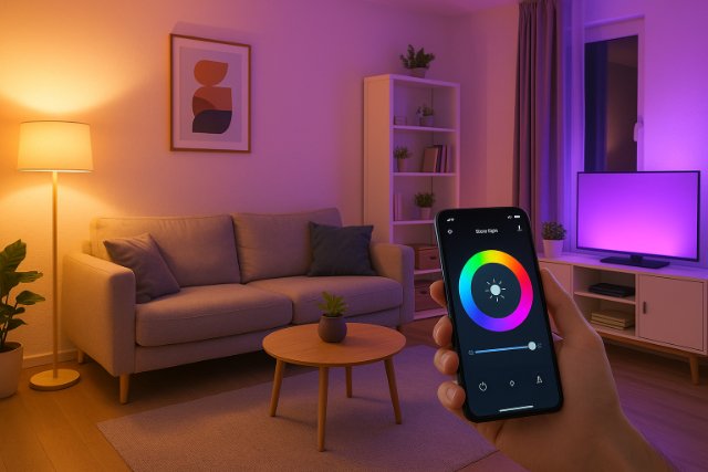 Smart lighting system in a modern home controlled by smartphone