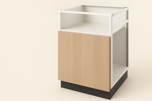 Modern base cabinet with kickboard and structural frame