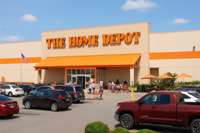 Busy Home Depot store showing resilience and strong customer presence