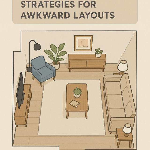 Smart living room furniture layout for awkward spaces.