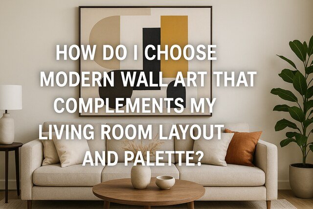 Modern wall art in a living room with complementary layout and palette.