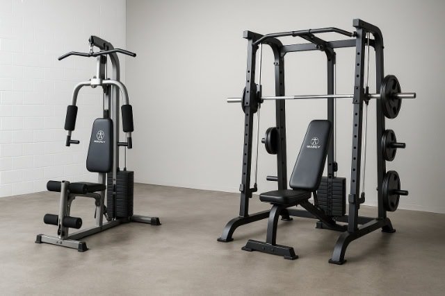 Marcy home gym systems in a modern home gym setup.