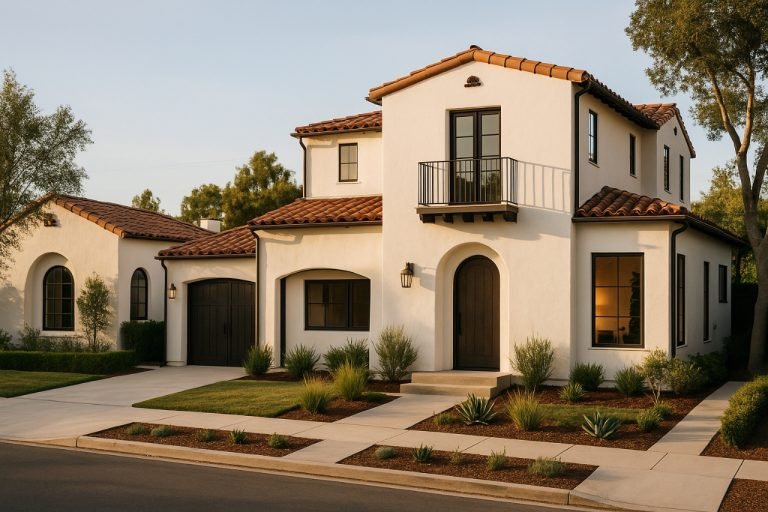 Spanish Style Homes: Timeless Design and Modern Adaptations Modern Spanish-style homes with stucco walls and terracotta roofs.
