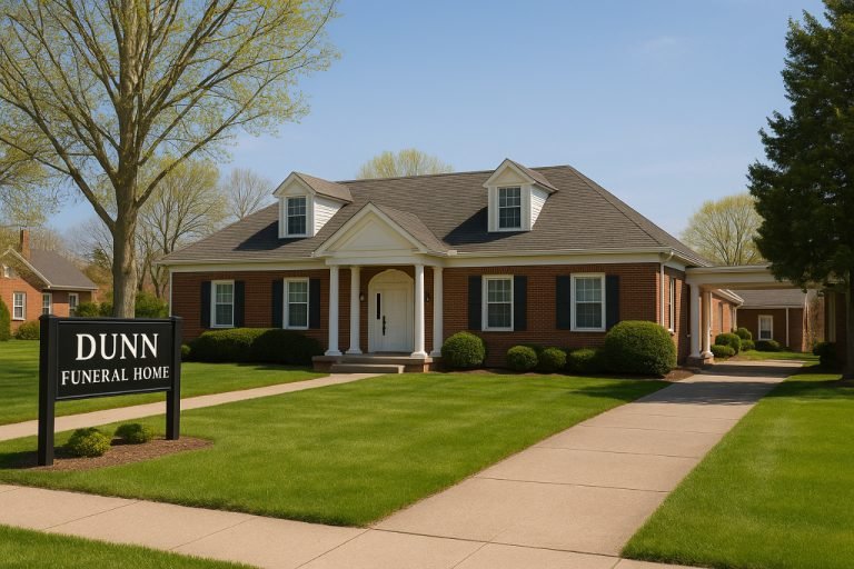 dunn funeral home obituaries: Complete & Up-to-Date Listings Dunn Funeral Home building with red bricks and white columns.