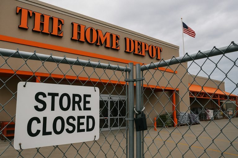 Home Depot Closing: Why Stores & Facilities Are Shutting Closed Home Depot store with chain-link fence and closure sign.