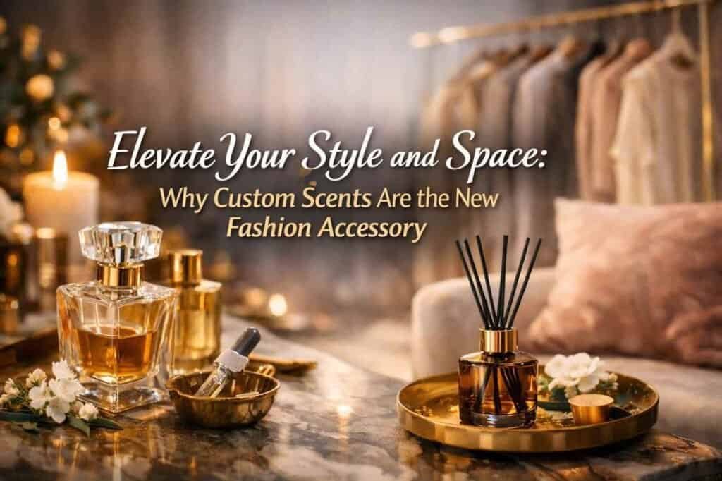 Custom scents with perfume bottles and home décor in a stylish interior