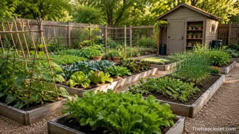 Productive vegetable garden layout with raised beds and organized planting spaces