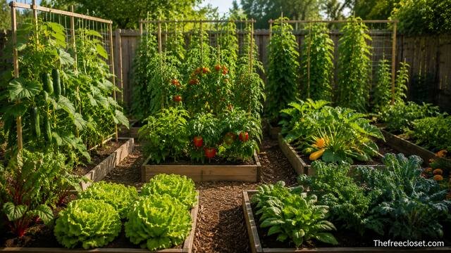 Vegetable garden layout arranged by sunlight needs