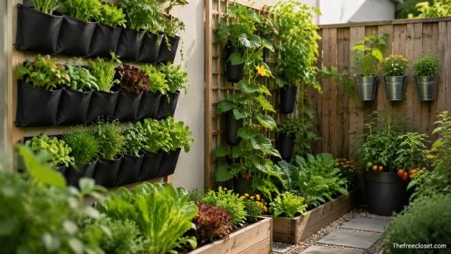 Vertical gardening in a small vegetable garden space