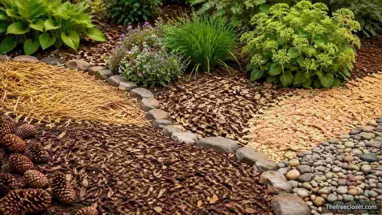Sustainable mulch alternatives in a garden landscape