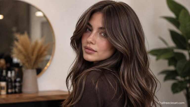 Mushroom brown hair color with cool-toned dimensional waves