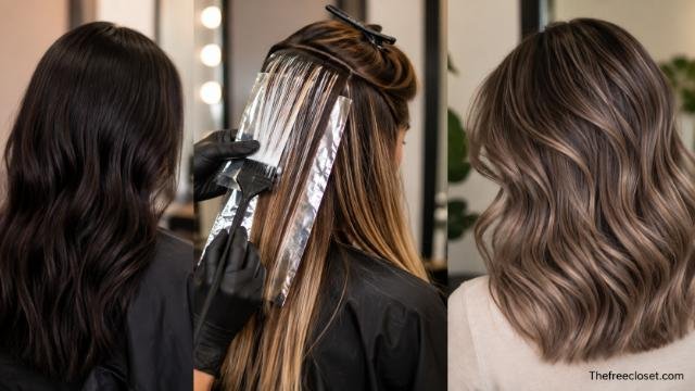 Dark hair lightened before adding mushroom brown tones