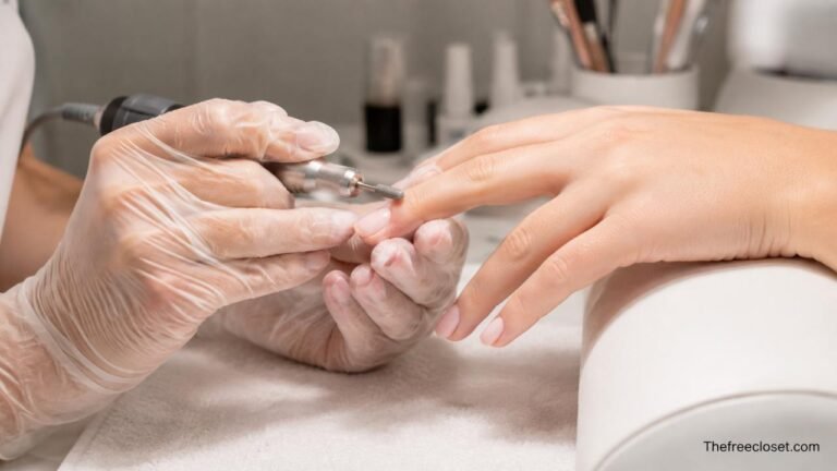 Russian manicure performed with an electric nail drill