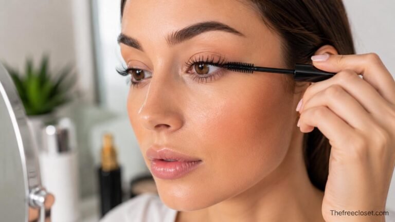 Woman applying mascara after a lash lift