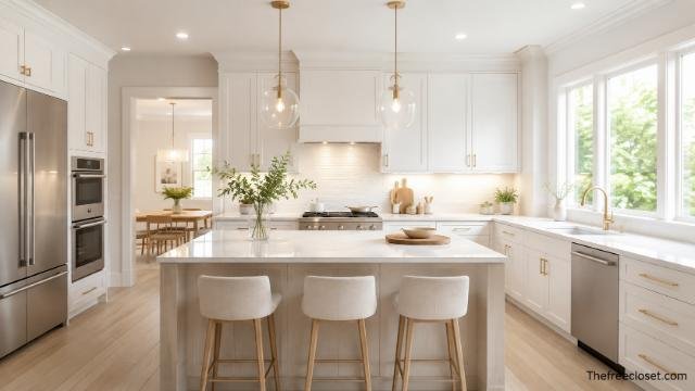 Bright modern kitchen with light-colored cabinets and natural light creating a spacious feel.