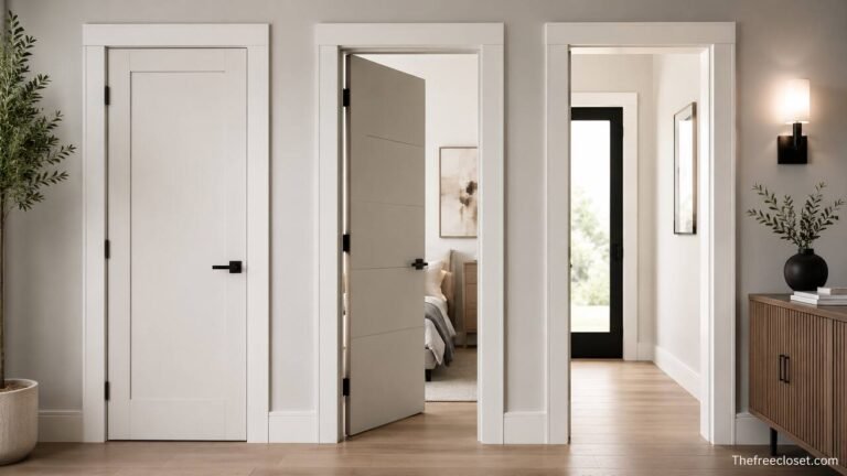 Modern white interior door trim with contemporary casing in a minimalist home.