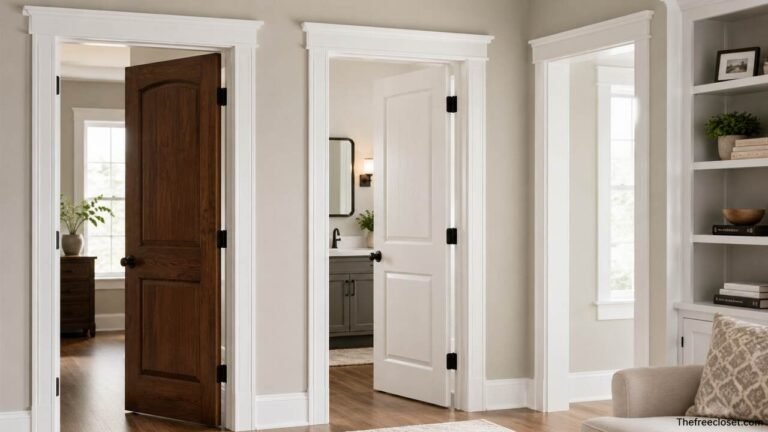 Modern interior door trim with white casing in a contemporary home hallway.