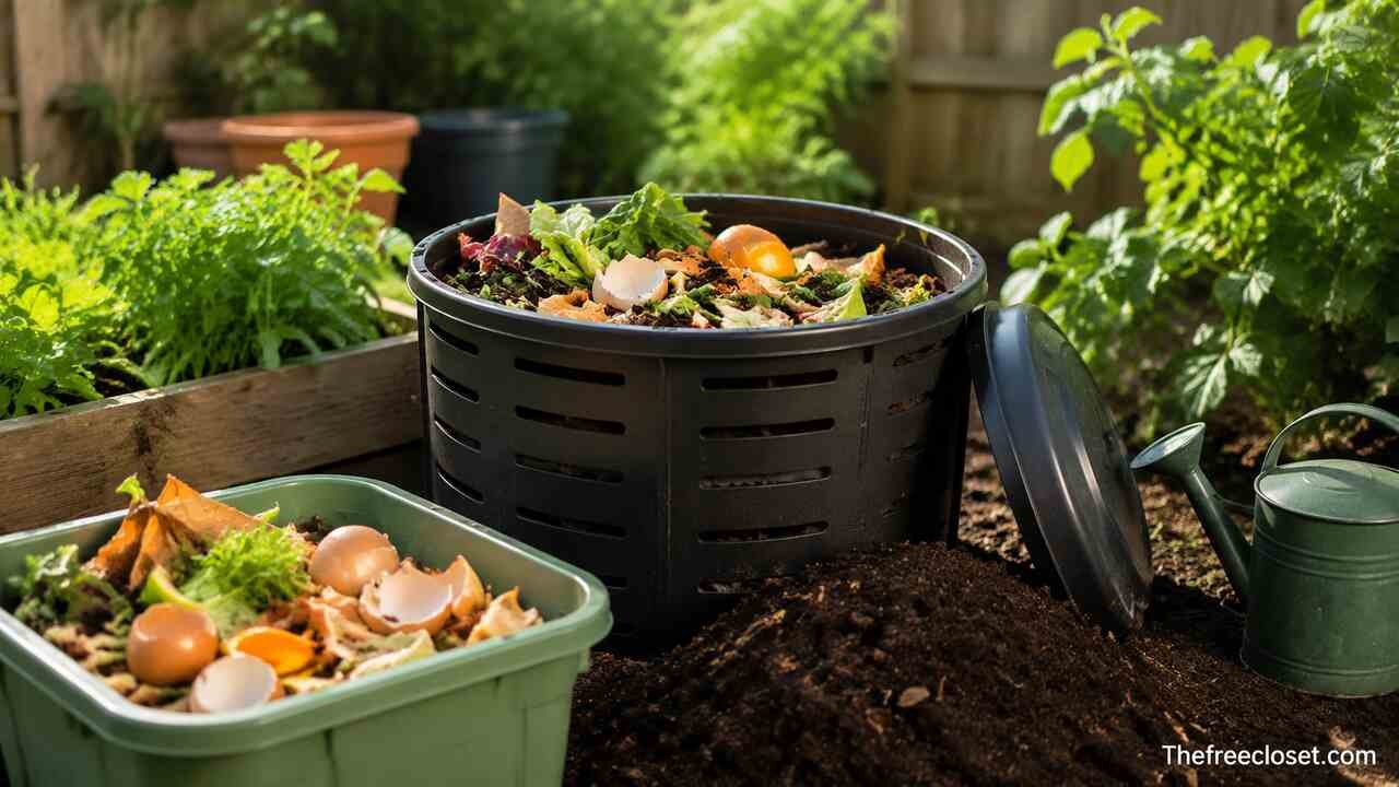 Home compost bin with kitchen and garden waste