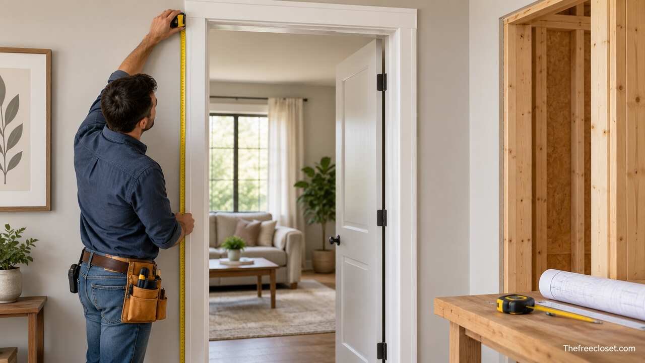Measuring standard door frame height with a tape measure